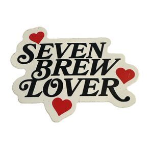 7 Brew Drive Thru Coffee Seven Brew Lover Heart White & Black Sticker Rare NEW